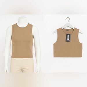 Plus Stone Structured Contour Sleeveless Ribbed Crop Top